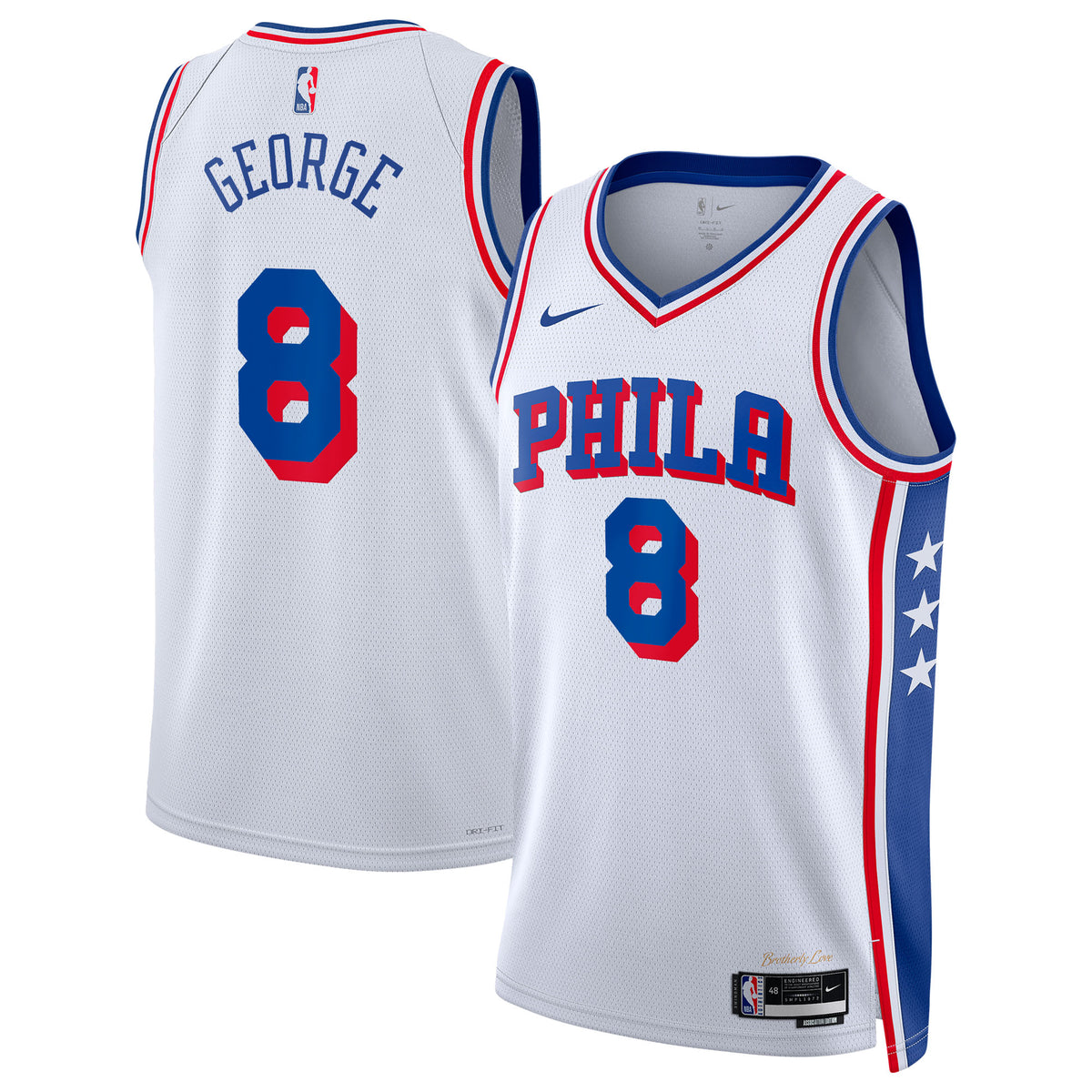 Philadelphia 76ers Association Edition Swingman Basketball Jersey- White- Paul George- Unisex basketball fan jersey