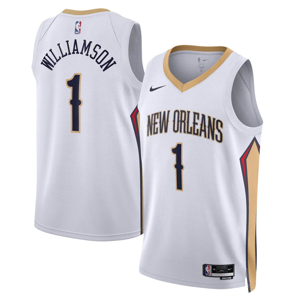 New Orleans Pelicans Association Edition Swingman Basketball Jersey- White- Zion Williamson- Unisex basketball fan jersey