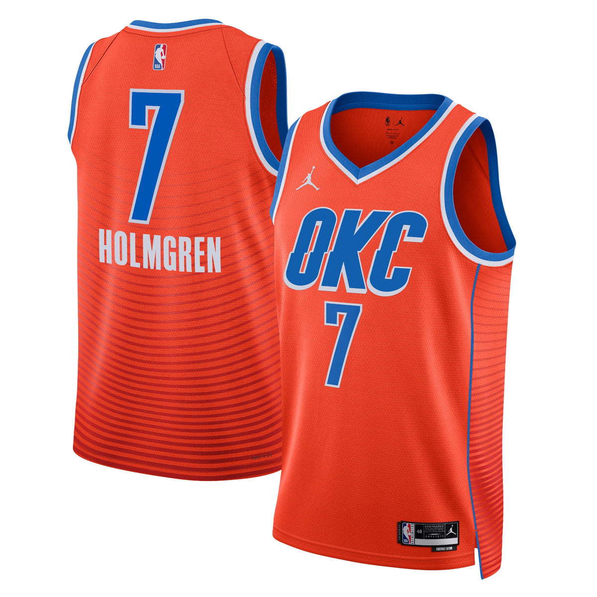 Oklahoma City Thunder Statement Edition Swingman Basketball Jersey- Orange- Chet Holmgren- Unisex basketball fan jersey