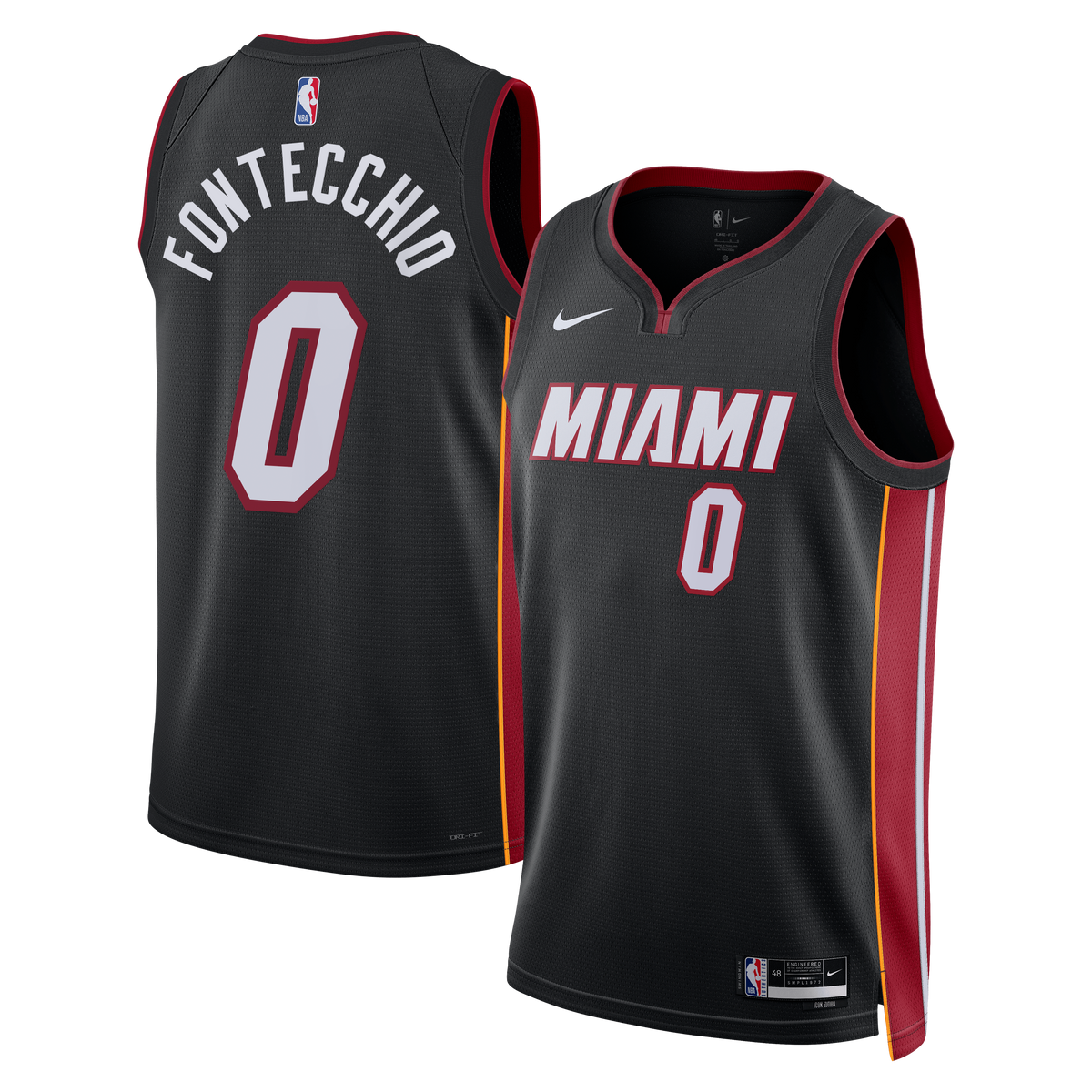 Miami Heat Icon Edition Swingman Basketball Jersey- Black- Simone Fontecchio- Unisex basketball fan jersey