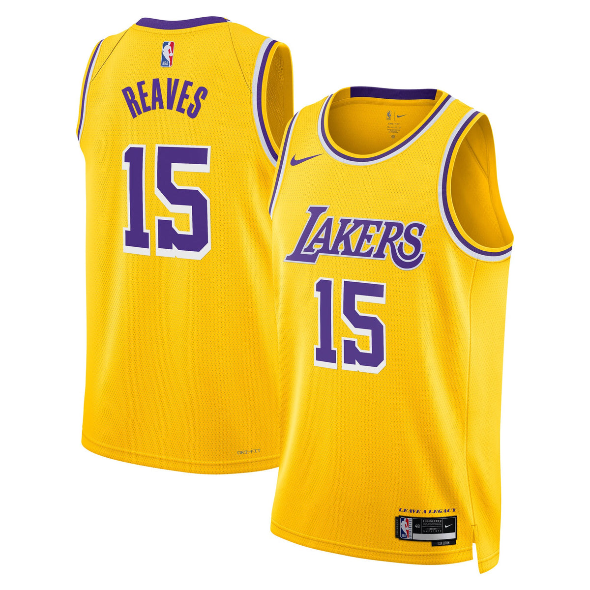 Los Angeles Lakers Icon Edition Swingman Basketball Jersey- Gold- Austin Reaves- Youth basketball fan jersey