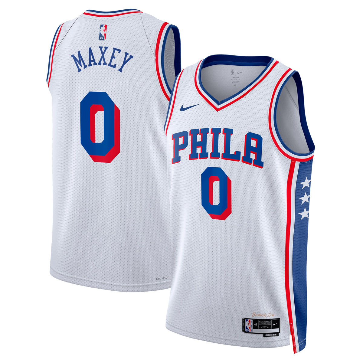 Philadelphia 76ers Association Edition Swingman Basketball Jersey- White- Tyrese Maxey- Unisex basketball fan jersey